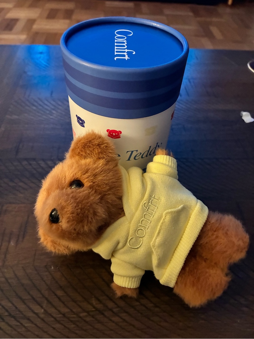 Comfrt bear keychain in yellow hoodie